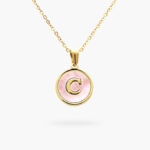 Inicial Acero Inoxidable Madre Perla Rosa 15mm. - C