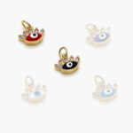 Dije Chapa de Oro Ojo Turco Esmalte Rojo Zirconia 44