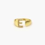 Anillo Chapa de Oro Iniciales Zirconias 0002 - E