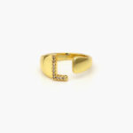 Anillo Chapa de Oro Iniciales Zirconias 0002 - L