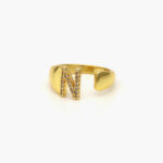 Anillo Chapa de Oro Iniciales Zirconias 0002 - N