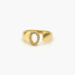 Anillo Chapa de Oro Iniciales Zirconias 0002 - O