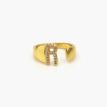 Anillo Chapa de Oro Iniciales Zirconias 0002 - R