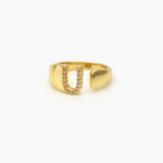 Anillo Chapa de Oro Iniciales Zirconias 0002 - U