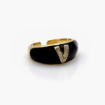 Anillo Chapa de Oro Iniciales 0003 - V