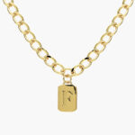Collar Iniciales Chapa de Oro Placa 06 - F