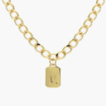 Collar Iniciales Chapa de Oro Placa 06 - M