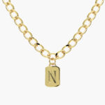 Collar Iniciales Chapa de Oro Placa 06 - N