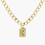 Collar Iniciales Chapa de Oro Placa 06 - R