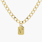 Collar Iniciales Chapa de Oro Placa 06 - V