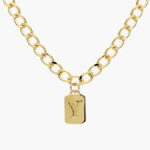 Collar Iniciales Chapa de Oro Placa 06 - Y
