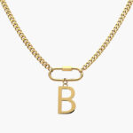 Collar Inicial Acero Inoxidable Broche 09 - B - 35cm.