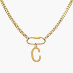 Collar Inicial Acero Inoxidable Broche 09 - C - 35cm.
