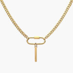 Collar Inicial Acero Inoxidable Broche 09 - I - 35cm.