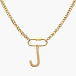 Collar Inicial Acero Inoxidable Broche 09 - J - 35cm.