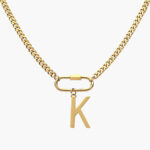 Collar Inicial Acero Inoxidable Broche 09 - K - 35cm.