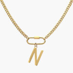 Collar Inicial Acero Inoxidable Broche 09 - N - 35cm.