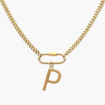 Collar Inicial Acero Inoxidable Broche 09 - P - 45cm.