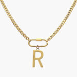 Collar Inicial Acero Inoxidable Broche 09 - R - 35cm.