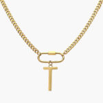 Collar Inicial Acero Inoxidable Broche 09 - T - 45cm.