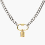 Collar Acero Inoxidable Iniciales Chapa de Oro Broche 08