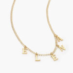 Nombre Personalizado Chapa de Oro Cadena Cubana Letras Lisas