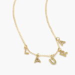 Nombre Personalizado Chapa de Oro Cadena Cubana Letras Zirconias - 1 Inicial - 39cm.