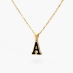 Inicial Acero Inoxidable Relieve Esmalte Negro 0014