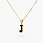 Inicial Acero Inoxidable Relieve Esmalte Negro 0014 - J