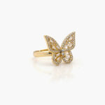 Anillo Chapa de Oro 0493 Ajustable Mariposa Zirconias