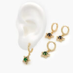 Hoops Chapa de Oro Estrella Zirconia 0508