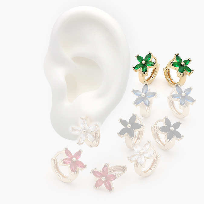 marcate234 Huggies Chapa de Oro Flores Zirconia 0139 - Image 1