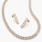 Set Chapa de Oro Zirconia Circular 5mm. 0793 - Blanca