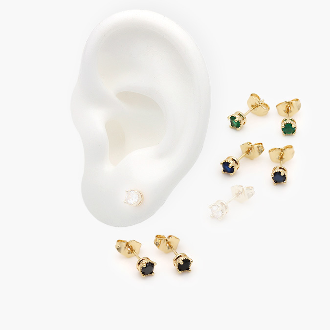 marcaca355 Broqueles Chapa de Oro Zirconia 5mm. 0297 - Image 1