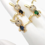 Anillo Chapa de Oro 0775 Conejo Zirconias Ajustable