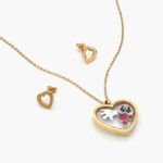 Juego Acero Inoxidable Corazón Relicario 0190 - Oro