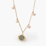 Collar Chapa de Oro Ojo Turco Perlas 0298