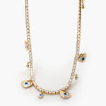 Collar Chapa de Oro Corazones Ojo Turco 0346