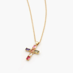 Collar Chapa de Oro Cruz 0177