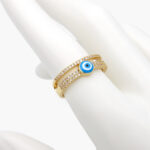 Anillo Doble Chapa de Oro 0778 Ojo Turco Ajustable