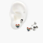 Broqueles Plata .925 Rodizados Corazones Ratón 0049