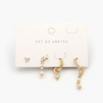 Aretes 4 pzs Chapa de Oro Zirconias 0074