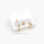 Aretes 5 pzs Chapa de Oro Estrellas 0083