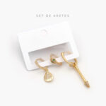 Aretes 3 pzs Chapa de Oro Serpiente & Escarabajo 0092