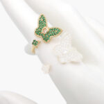 Anillo Chapa de Oro Mariposas Zirconias 0836 Ajustable