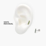 Piercing Acero Inoxidable Zirconias Verdes 0092