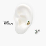 Piercing Acero Inoxidable Estrellas Verdes 0100