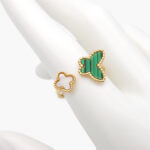 Anillo Acero Inoxidable Flor Madre Perla Mariposa 0347