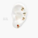 Broqueles  4pzs Chapa de Oro Pocahontas 0110