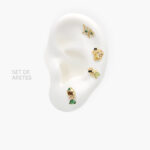 Broqueles 4pzs Chapa de Oro Princesa & Sapo 0113